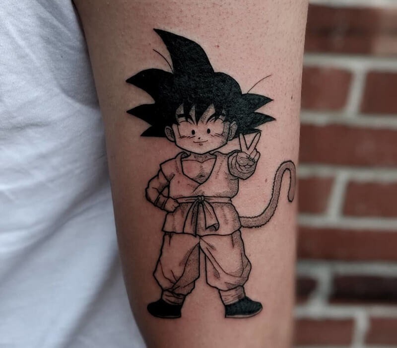 Hình xăm anime nhân vật Son Goku dễ thương