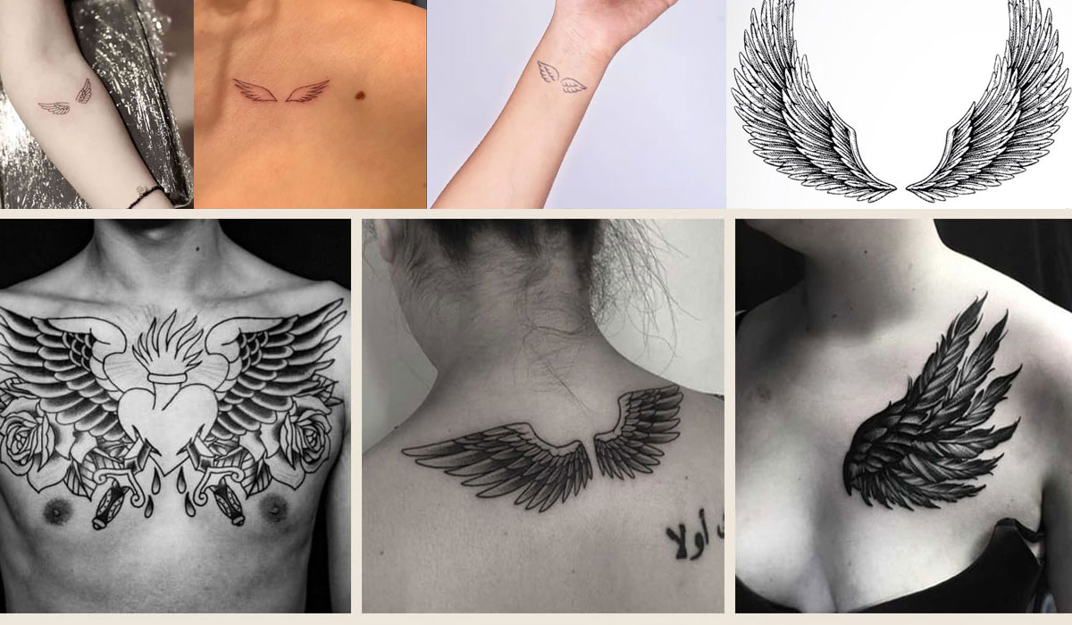 Tattoo đôi cánh ở ngực tạo nên nét quyến rũ cho các chị em