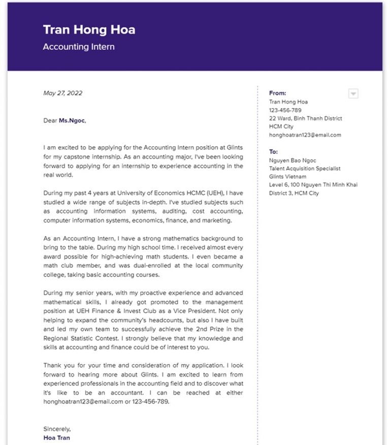 Lựa chọn mẫu cover letter