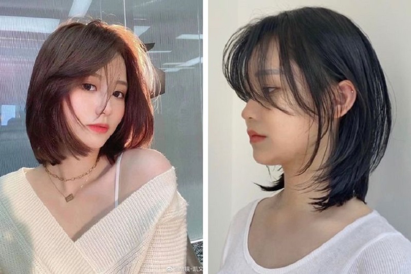 Kiểu tóc layer Hàn Quốc cho nữ mặt tròn theo mẫu bob